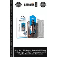 Armoris Özel Seri Görünmez Teknoloji iPhone 12 Pro Max Pratik Uygulama Aparatlı Hayalet Cam Ekran Koruyucu