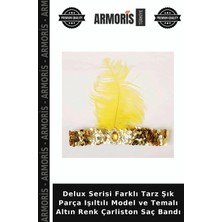 Armoris Delux Serisi Farklı Tarz Şık Parça Işıltılı Model ve Temalı Altın Renk Çarliston Saç Bandı