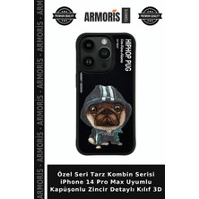 Armoris Özel Seri Tarz Kombin Serisi iPhone 14 Pro Max Uyumlu Kapüşonlu Zincir Detaylı Kılıf 3D