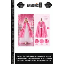 Armoris Delux Serisi Oyun Aksesuarı Masal Kahramanı Doğum Günü Kar Tanesi Desenli Pembe Elsa Pelerini 85 cm