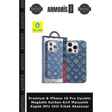 Armoris Premium B iPhone 16 Pro Uyumlu Magsafe Karbon Kılıf Manyetik Kapak Ofis Stili Erkek Aksesuar