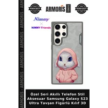 Armoris Özel Seri Akıllı Telefon Stil Aksesuar Samsung Galaxy S23 Ultra Tavşan Figürlü Kılıf 3D