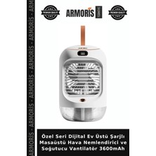 Armoris Özel Seri Dijital Ev Üstü Şarjlı Masaüstü Hava Nemlendirici ve Soğutucu Vantilatör 3600MAH