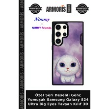 Armoris Özel Seri Desenli Genç Yumuşak Samsung Galaxy S24 Ultra Big Eyes Tavşan Kılıf 3D