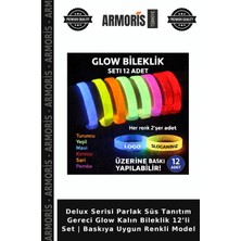 Armoris Delux Serisi Parlak Süs Tanıtım Gereci Glow Kalın Bileklik 12’li Set | Baskıya Uygun Renkli Model