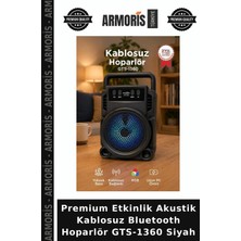 Armoris Premium Etkinlik Akustik Kablosuz Bluetooth Hoparlör GTS-1360 Siyah