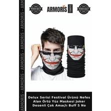 Armoris Delux Serisi Festival Ürünü Nefes Alan Örtü Yüz Maskesi Joker Desenli Çok Amaçlı Buff 5 No