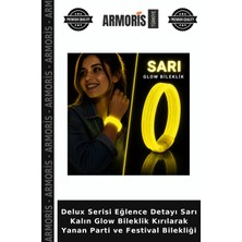 Armoris Delux Serisi Eğlence Detayı Sarı Kalın Glow Bileklik Kırılarak Yanan Parti ve Festival Bilekliği