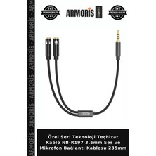 Armoris Özel Seri Teknoloji Teçhizat Kablo NB-R197 3.5mm Ses ve Mikrofon Bağlantı Kablosu 235MM