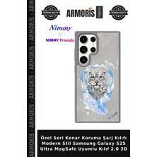 Armoris Özel Seri Kenar Koruma Şarj Kılıfı Modern Stil Samsung Galaxy S25 Ultra Magsafe Uyumlu Kılıf 2.0 3D