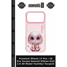 Armoris Premium iPhone 17 Pro / 18 Pro Tavşan Desenli Silikon Kılıf 2.0 3D Model Yenilikçi Tavşanlı