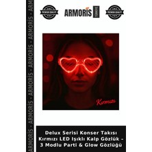 Armoris Delux Serisi Konser Takısı Kırmızı LED Işıklı Kalp Gözlük – 3 Modlu Parti & Glow Gözlüğü