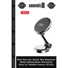 Armoris Özel Seri Açı Ayarlı Oto Aksesuar Metal Katlanabilir Mıknatıslı Araç Içi Telefon Tutucu (C133)