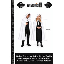Armoris Delux Serisi Yetişkin Giyim Farklı Tarz Değişik Stil 120 cm Beyaz Kapüşonlu Uzun Hayalet Pelerin