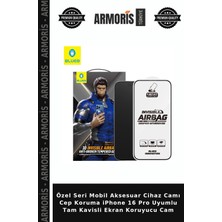 Armoris Özel Seri Mobil Aksesuar Cihaz Camı Cep Koruma iPhone 16 Pro Uyumlu Tam Kavisli Ekran Koruyucu Cam