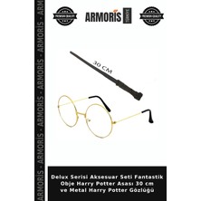 Armoris Delux Serisi Aksesuar Seti Fantastik Obje Harry Potter Asası 30 cm ve Metal Harry Potter Gözlüğü