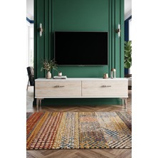 Yumedi Design TSA1217BTS - Ayshe Tv Stand , Tv Sehpası 120CM Beyaz-Traverten-Silver