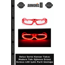 Armoris Delux Serisi Konser Takısı Modern Takı Eğlence Ürünü Kırmızı LED Işıklı Parti Gözlüğü