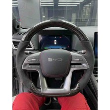 Otoelit Byd Uyumlu Kristal Karbon & Alcantara Süet Lüks Dikmeli Direksiyon Kılıfı