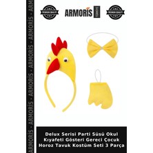 Armoris Delux Serisi Parti Süsü Okul Kıyafeti Gösteri Gereci Çocuk Horoz Tavuk Kostüm Seti 3 Parça