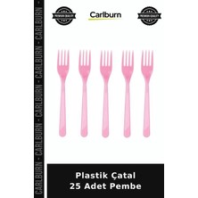 Carlburn Delux Serisi Plastik Çatal 25 Adet Pembe Günü Buluşma Eğlence