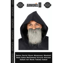Armoris Delux Serisi Oyun Aksesuarı Maskeli Balo Şaka Malzemesi Kırçıllı Korsan Sakalı Gri Renk Takma Sakal