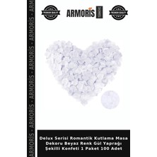 Armoris Delux Serisi Romantik Kutlama Masa Dekoru Beyaz Renk Gül Yaprağı Şekilli Konfeti 1 Paket 100 Adet