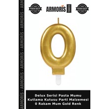 Armoris Delux Serisi Pasta Mumu Kutlama Kutusu Parti Malzemesi 0 Rakam Mum Gold Renk