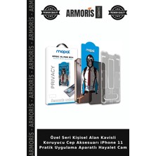 Armoris Özel Seri Kişisel Alan Kavisli Koruyucu Cep Aksesuarı iPhone 11 Pratik Uygulama Aparatlı Hayalet Cam