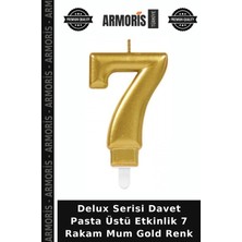 Armoris Delux Serisi Davet Pasta Üstü Etkinlik 7 Rakam Mum Gold Renk