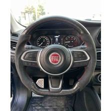 Otoelit Egea Uyumlu Kristal Karbon & Alcantara Süet Lüks Dikmeli Direksiyon Kılıfı