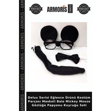 Armoris Delux Serisi Eğlence Ürünü Kostüm Parçası Maskeli Balo Mickey Mouse Gözlüğü Papyonu Kuyruğu Seti