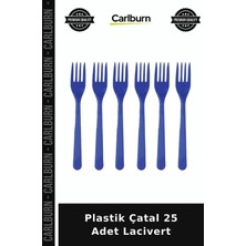 Carlburn Premium Plastik Çatal 25 Adet Lacivert Yemek Toplantı Doğum Günü