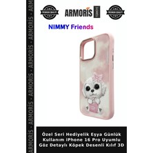 Armoris Özel Seri Hediyelik Eşya Günlük Kullanım iPhone 16 Pro Uyumlu Göz Detaylı Köpek Desenli Kılıf 3D