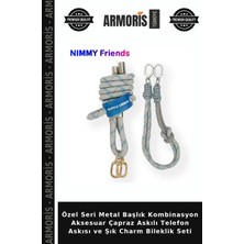 Armoris Özel Seri Metal Başlık Kombinasyon Aksesuar Çapraz Askılı Telefon Askısı ve Şık Charm Bileklik Seti