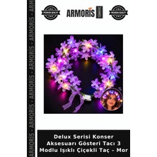 Armoris Delux Serisi Konser Aksesuarı Gösteri Tacı 3 Modlu Işıklı Çiçekli Taç – Mor