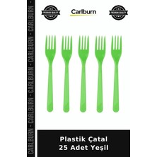 Carlburn Özel Seri Plastik Çatal 25 Adet Yeşil Ikram Ziyafet Doğum Günü
