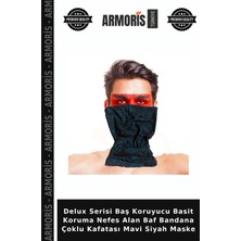Armoris Delux Serisi Baş Koruyucu Basit Koruma Nefes Alan Baf Bandana Çoklu Kafatası Mavi Siyah Maske