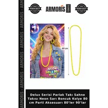 Armoris Delux Serisi Parlak Takı Sahne Takısı Neon Sarı Boncuk Kolye 80 cm Parti Aksesuarı 80’ler 90’lar
