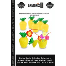 Armoris Delux Serisi Arkadaş Buluşması Ananas Hawaii Luau Aloha Pipetli Içecek Kabı Bardak 10X13 cm 1 Adet