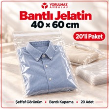 Yorulmaz Ambalaj 40X60 Bantlı Jelatin Torba | Kendinden Yapışkanlı Şeffaf Ambalaj Poşeti