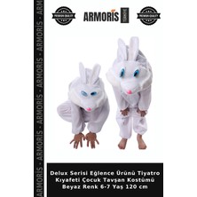 Armoris Delux Serisi Eğlence Ürünü Tiyatro Kıyafeti Çocuk Tavşan Kostümü Beyaz Renk 6-7 Yaş 120 cm