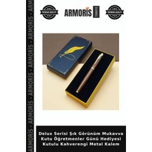 Armoris Delux Serisi Şık Görünüm Mukavva Kutu Öğretmenler Günü Hediyesi Kutulu Kahverengi Metal Kalem