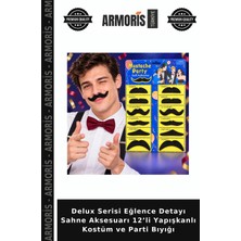 Armoris Delux Serisi Eğlence Detayı Sahne Aksesuarı 12’li Yapışkanlı Kostüm ve Parti Bıyığı