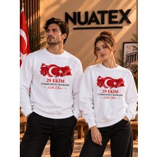 Nuatex 29 Ekim Cumhuriyet Bayramı Özel Tasarım Baskılı 3 Iplik Şardonlu Regular Kalıp Sweatshirt
