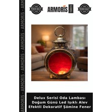 Armoris Delux Serisi Oda Lambası Doğum Günü LED Işıklı Alev Efektli Dekoratif Şömine Fener