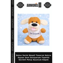 Armoris Delux Serisi Neşeli Tasarım Hatıra Eşyası Seni Seviyorum Tişörtlü Sevimli Peluş Oyuncak Köpek