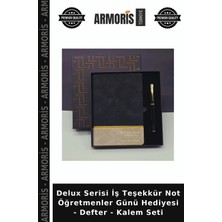 Armoris Delux Serisi Iş Teşekkür Not Öğretmenler Günü Hediyesi - Defter - Kalem Seti