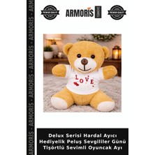 Armoris Delux Serisi Hardal Ayıcı Hediyelik Peluş Sevgililer Günü Tişörtlü Sevimli Oyuncak Ayı