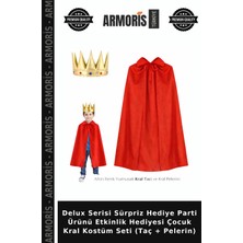 Armoris Delux Serisi Sürpriz Hediye Parti Ürünü Etkinlik Hediyesi Çocuk Kral Kostüm Seti (Taç + Pelerin)